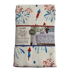 Colordrift Tablecloth Water Resistant Firework Burst Patriotic 4th July 60”x104”